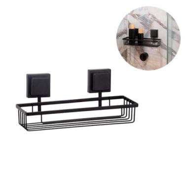 Imagem de Suporte Porta Shampoo Prateleira Dupla Face 3M Aço Sem Furos Cor:Preto