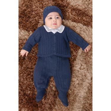 Imagem de Conjunto Bebê Azul Marinho Casaco Salopete