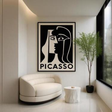 Imagem de Quadro Canvas Picasso Preto No Branco 90X60Cm Mold Branca - Quadros On