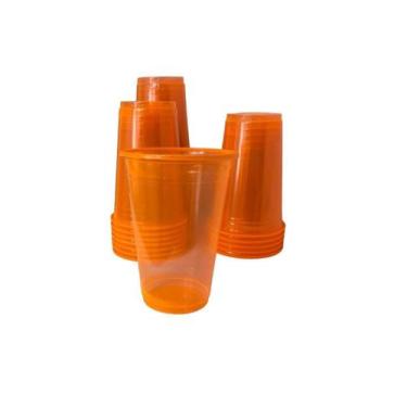 Imagem de Kit Copo Balada Neon Acrílico Laranja 300Ml 50 Unidades - Trik