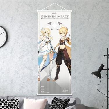 Imagem de Pintura artística de parede Genshin Impact Anime Twin Travellers 30x75