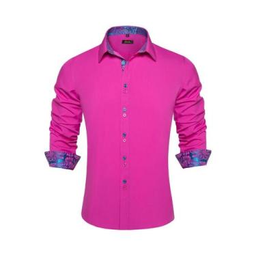 Imagem de Camisa Masculina Preta De Manga Longa Em Poliéster E Algodão Com Estam