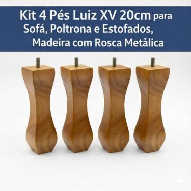 Imagem de  Kit 4 Pés Luiz XV 20cm para Sofá, Poltrona e Estofados  Madeira com R