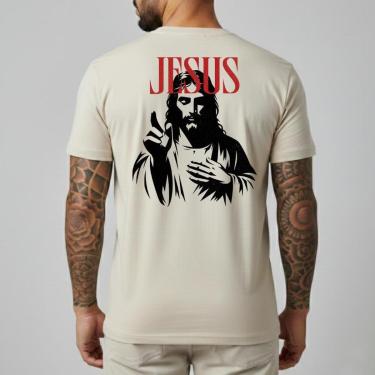 Imagem de Camiseta Básica Masculina Religiosa Camisa Algodão Malha Premium Estilo Casual Dia a Dia Suave-Masculino