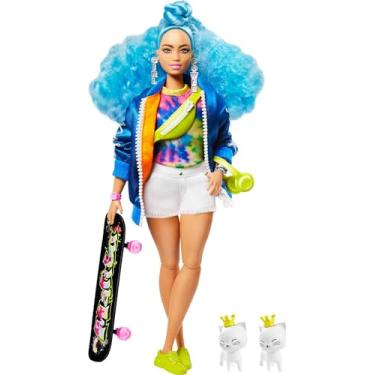 Imagem de Barbie Fashionista Extra Cabelo Azul, Multicolorido, 12 inch
