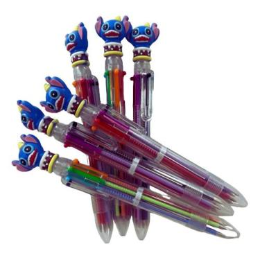 Imagem de Caneta Esferográfica Stitch 6 Cores Azul Vermelho Preto Verde Rosa Rox