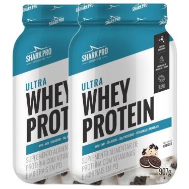 Imagem de Kit 2x Whey Isolado Concentrado Cookies 907g - Shark Pro-Unissex