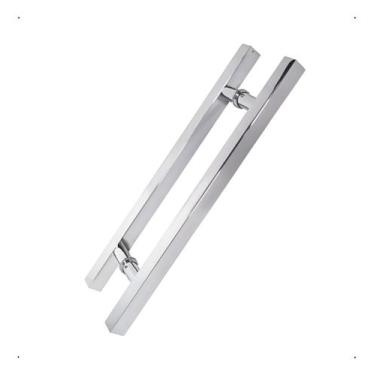 Imagem de Puxador Quadrado Porta Portão Madeira Vidro Inox 80cm - RR Inox