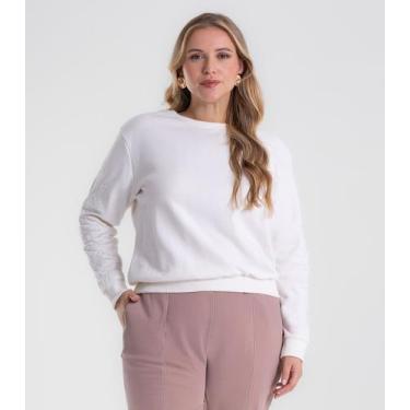 Imagem de Blusão Moletom Feminino Plus Size Secret Glam Bege, Plus G4, Bege