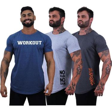 Imagem de Kit 3 Camiseta Longline Masculina MXD Conceito Básico Sport Fitness Silk Screen-Masculino