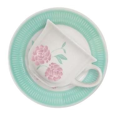 Imagem de Xícara de chá com Pires Estampa Donna Bloom 180ml 1 Unidade - Biona 102496