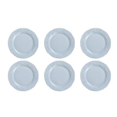 Imagem de Kit 6 Pratos Rasos Azul Vintage Ondas Germer Porcelana