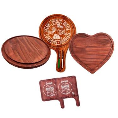 Imagem de OFERTA DIA DAS MAES KIT 5 Tábuas Madeira Rusticas para Frios, Queijos,