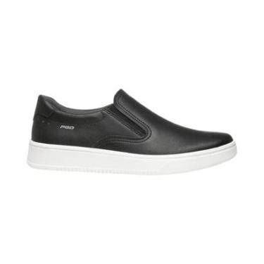 Imagem de Sapatênis Slip On Couro Calce Fácil Confortável Masculino Pegada Preto 43-Masculino
