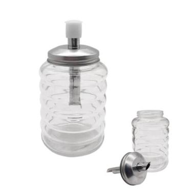 Imagem de Açucareiro De Vidro em Aço Inox Com Dosador 300Ml Hauskraft, Prata