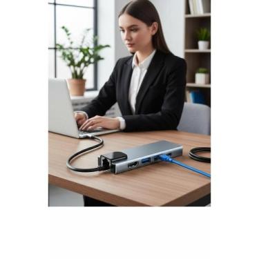 Imagem de Hub USB-C 5 em 1: HDMI, 2 USB, LAN e C - Congratulations Store