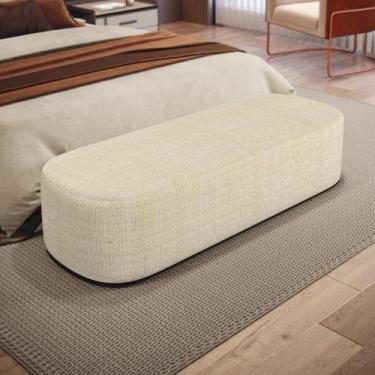 Imagem de Puff Decorativo Orgânico para Living Quarto 195cm Doha W01 Linho Palha