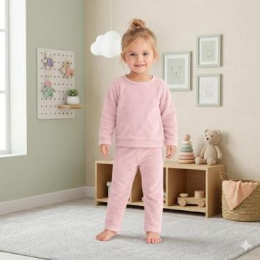 Imagem de Pijama Infantil Microfibra Pelúcia Inverno Manga Longa Menina Menino R