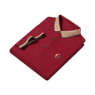 Imagem de Camisa Polo Masculina De Verão Casual De Negócios Em Seda Gelada Respi