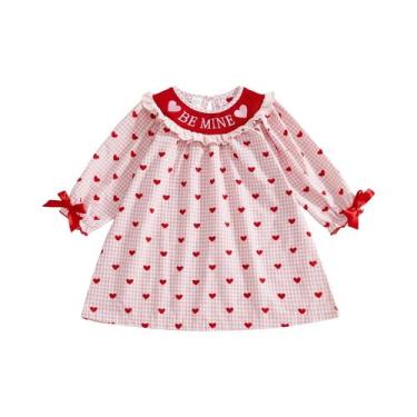 Imagem de Vestido Xadrez Para Meninas, Dia Dos Namorados, Manga Comprida, Gola R