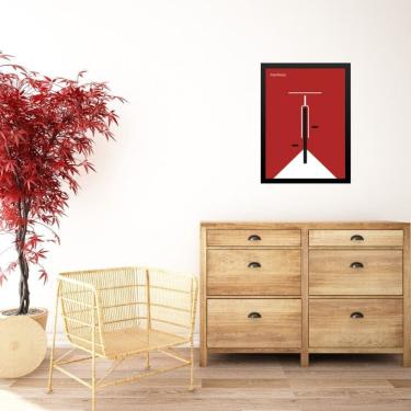 Imagem de Quadro Bauhaus red vintage minimalist poster - Bicycle 45x34cm