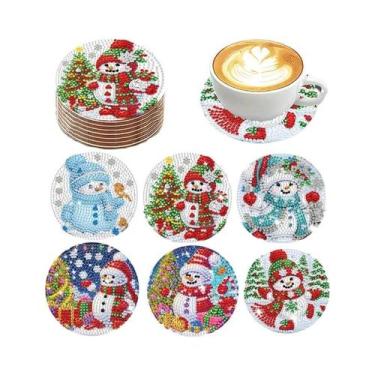 Imagem de Conjunto De Porta-Copos De Madeira Pintados Com Padrão De Natal, 6 Peç