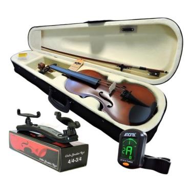 Imagem de Kit Violino Barth 4/4 Old Envel+ Estojo+ Afin+ Espaleira- Nt Marrom