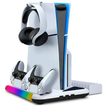 Imagem de Base Para Ps5 Slim Pro Cooler Carregador Tp5-3557d Branco Dobe Touch