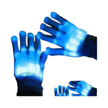 Imagem de Luvas De LED Neon Luminosas Com Caveira Piscante Para Festa De Hallowe