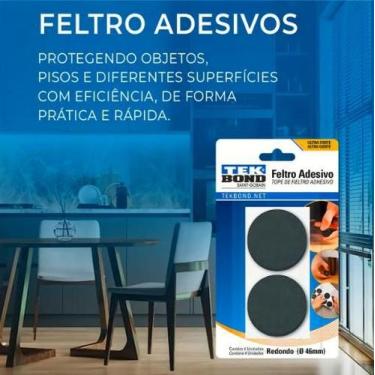 Imagem de Feltro Adesivo Redondo 46mm Preto C/4 Tekbond Mr