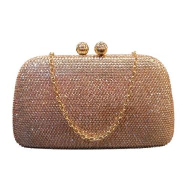 Imagem de Bolsa de Festa Clutch com Strass Brilho Luxo - Lika, Champanhe