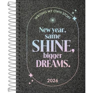 Imagem de Agenda Espiral Diária 11,7 x 16,4 cm Shine 2026 - Preta - Cambridge Sh