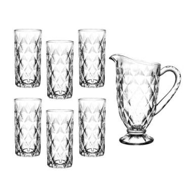 Imagem de Jogo de jarra e 6 copos de vidro vitral verre mimo style
