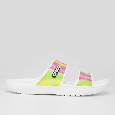 Imagem de Sandália Crocs Classic Spray Dye Masculina, Branco, 41