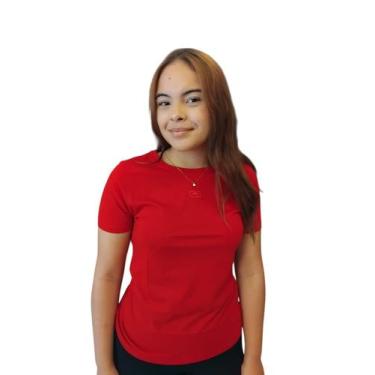 Imagem de Camiseta Feminina Ecko Fashion Basic Fio 40 com logo bordado, Vermelho