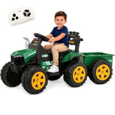 Imagem de Trator Infantil Eletrico Biemme Super Farmer Verde 12V Controle