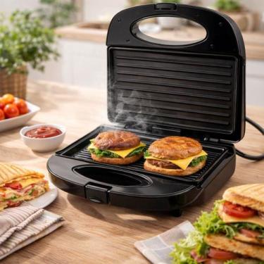 Imagem de Sanduicheira Elétrica 2 em 1 Grill e Tostador Antiadherente 110V Portá