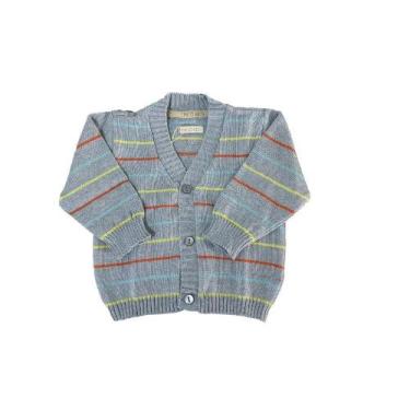 Imagem de Casaco de Tricô de Bebê Listrado Cores Tricô Kids Azul Claro, Azul, G