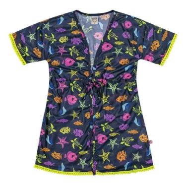 Imagem de Saida de Praia Infantil Crepe Grife Peixinhos Boca Grande -, Estampado