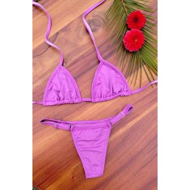 Imagem de Biquini feminino fita rosa regulagem lateral calcinha praia  piscina b