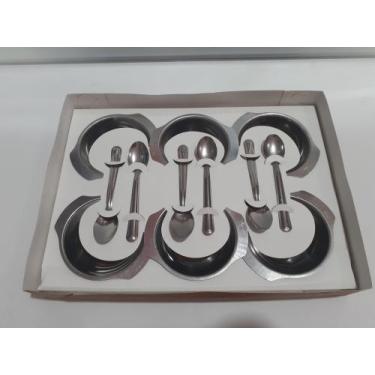 Imagem de Conjunto sobremesa inox 12peças contem: 6 colherinhas + 6 taças em aço