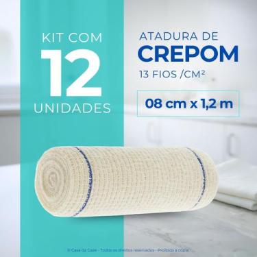 Imagem de Atadura Crepom Faixa Bandagem Elástica 08cmx1.2m Kit 12 Un - Casa da G