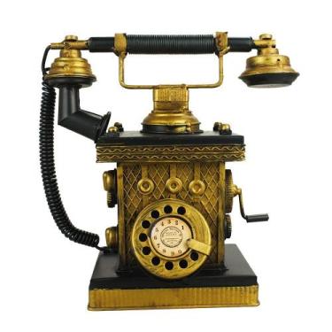 Imagem de Telefone Antigo Cofrinho Porta Moedas 23.5x14x24cm Estilo Retrô - Vint