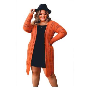 Imagem de Kimono Feminino Plus Size Tricot Manga Longa Meia Estação - PLUS MESMO
