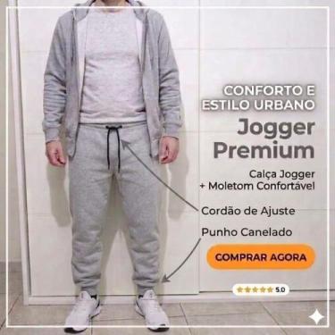 Imagem de Calça de Moletom Flanelada Unisex Adulto com punho - Sport Style, Cinz