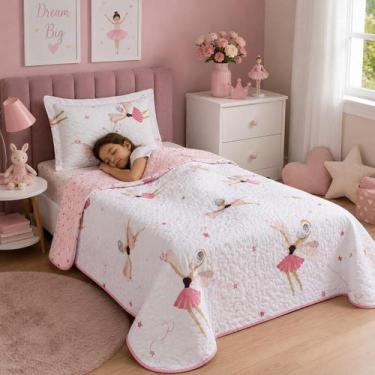 Imagem de Kit Cobre Leito Infantil Solteiro Menina 2 Peças Dupla Face Matelado B