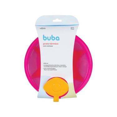 Imagem de Prato refeição infantil Térmico com ventosa Buba Rosa +6m, Rosa