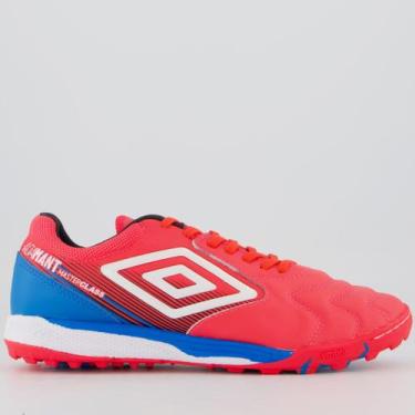 Imagem de Chuteira Umbro Adamant Master Class Pro Bump Society Rosa e Azul, 40