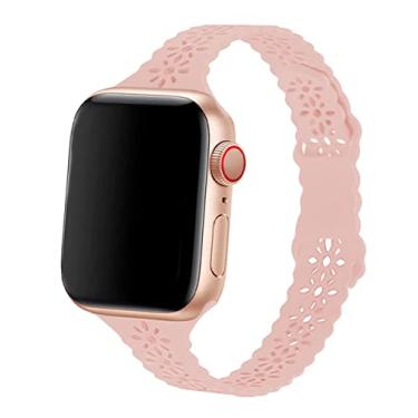 Imagem de Pulseira Silicone Renda, compatível com Apple Watch (42/44/45, Rosa Areia)
