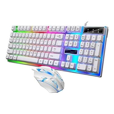 Imagem de Kit Teclado + Mouse Semi Mecânico Gamer Led Rgb Luzes Branco M400 Luuk Young